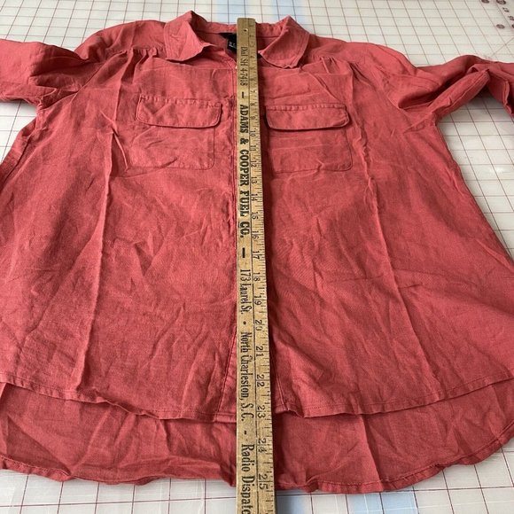 H&M Shirt Womens 2 Mauve Pink Button Down Lightweight‎ Top Cotton Semi Sheer - Picture 10 of 12